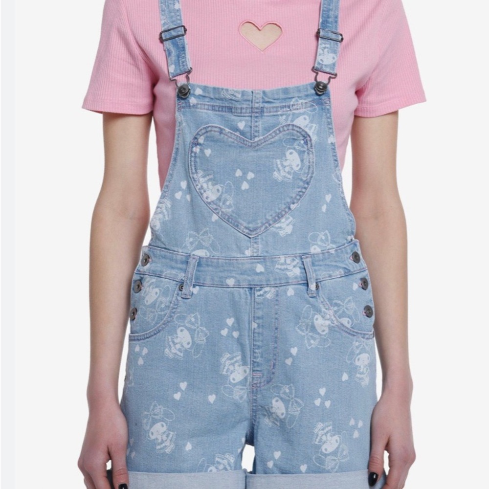 Cute Denim Heart Overalls